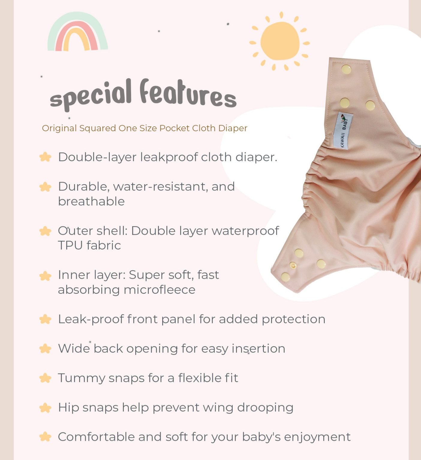 20-Pack One Size Printed Snap Cloth Diaper Shells - KaWaii Baby Cloth ...